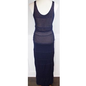 Venus Navy Blue Stretch Lace Maxi Dress